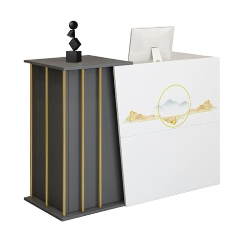 GAOXIAO Mostrador de Recepción Pequeño, Mueble Mesa de Recepción de Mostrador de Oficina, Mostradores para Tiendas con Cerradura Cajóns y Espacio de Almacenamiento A 120 cm