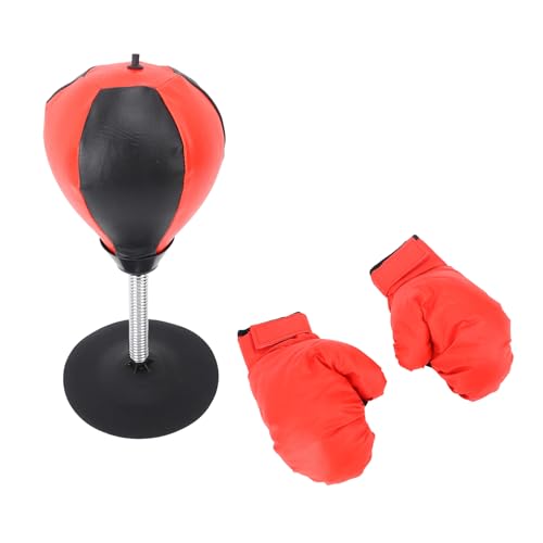 Fafeims Saco de Boxeo de Escritorio para Aliviar el Estrés, Pelota de Boxeo Elástica con para Escritorio de Oficina, Color Negro y Rojo