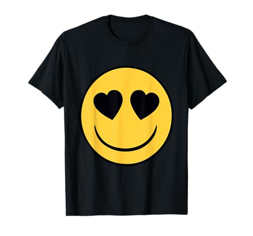 Emoji Officiel rétro Yeux en Forme de cœur Jaune Visage Souriant T-Shirt