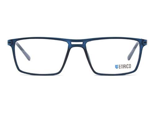 Image of Enrico Unisex Square Full Rim Bluno Blue Light Blocking Blue Cut Computer Glasses /Reading Glasses, Blue, Zero Power Glasses, with Blue Light Filter & Anti-glare for Eye Protection from UV Light by Laptop /Mobile Screen