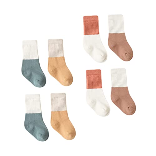 LIFKOME Japanese Design Baby Socks 4 Pairs Cotton Socks for Newborns Soft Comfortable