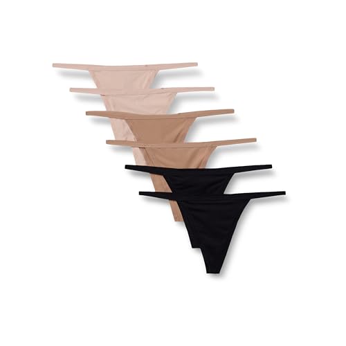 Amazon Essentials Women's Microfiber G-String Thong, Pack of 6