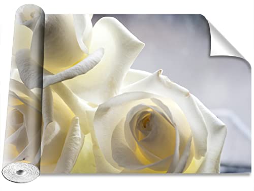 Décor mural camouflage floral Tulup grand format roses blanches