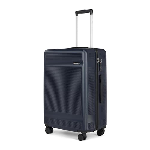 Image of SWISS MILITARY Pascal Hard 68cm Lightweight PC Medium Check in Travel Luggage Trolley Bag with Anti-Theft Zippers & 3-Dial Lock, 360 Wheels, Wet Pocket & Aluminium Handle Suitcase Capacity 93L-Navy