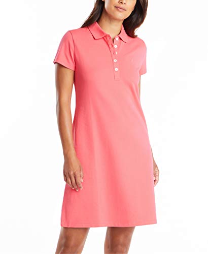 Nautica Women's Easy Classic Short Sleeve Stretch Cotton Polo Dress, Rouge Pink, X-Large