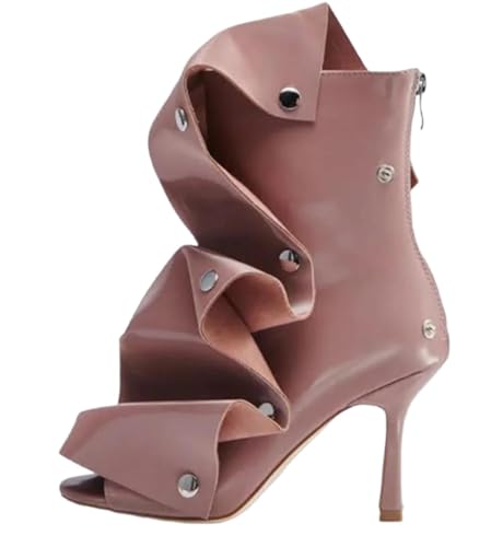 Botas de invierno plisadas con boca de pez para mujer, Pnnrk, 42.5 EU