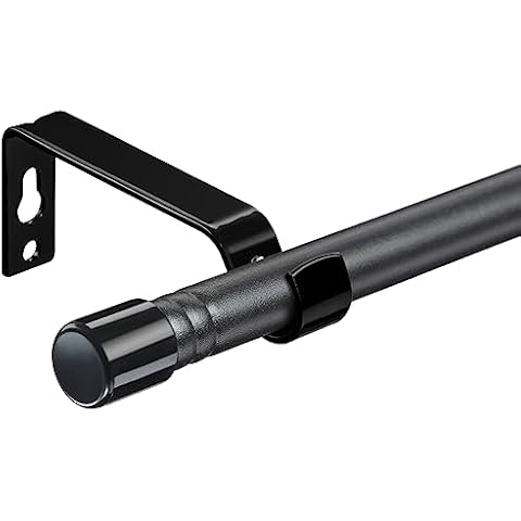 Harrms Matt Black Curtain Pole for Eyelet Curtains Cover