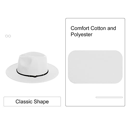 Image of Wide Brim Fedora Hats for Women Mens Felt Fedora Hats With Belt Buckle