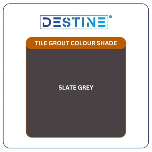 Image of DESTINE READY-TO-MIX inchTILE GROUT inch (16 COLOURS) (ALL PACKS: 100 Gm,250 Gm,400 Gm,800 Gm,1 Kg), Waterproof, Crack Filler, Cement Based Tile Gap Filler (10 Kg, Slate Grey)