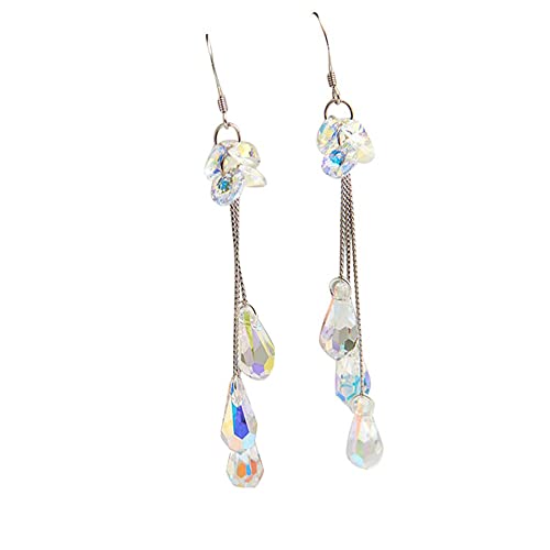 Fashion Tear Drop Crystal Pendant Earrings, Colorful Rhinestone Piercing Earrings for Women Girls Clothing Ornament, Wedding Party Jewelry, Birthday Christmas Decoration Gifts (1 Pair)