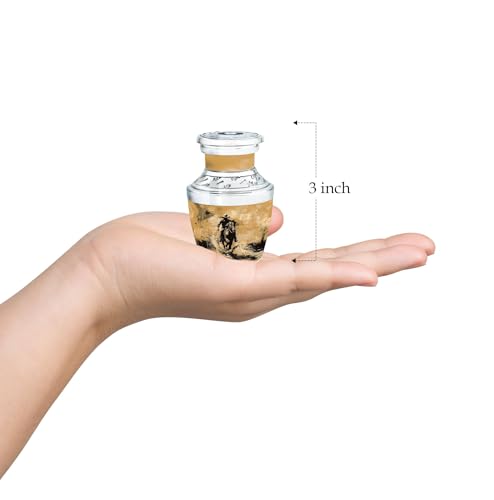 Image of Cowboy Urn for Human Ashes - Small Funeral Cremation Urn for Adult Women (3 Inch, Pack of 4)