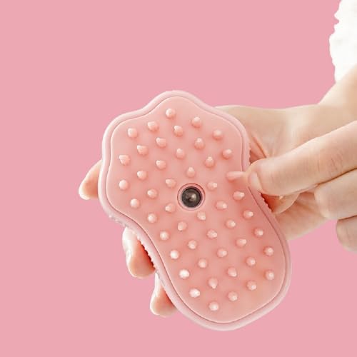 Image of Cat steam brush，Pet steam brush，Cat steam brushes for indoor cats，3 In 1 Cat Steamy Brush,Cat brush with steam，Dog brush，Cat hair steam brush (Beige Avocado) (Beige Avocado) (Pink Cat Paw)