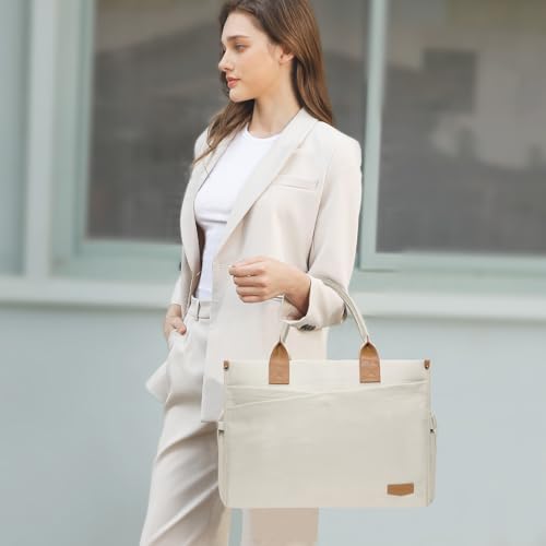 Bolso Tote para Laptop MOSISO 15-15.6 pulg Beige miniatura 7