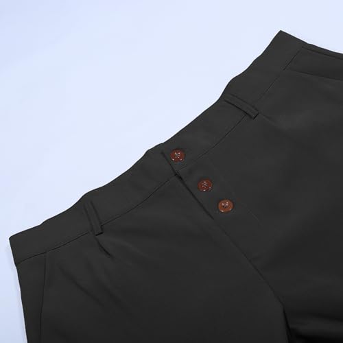 Dress Pants for Men Pleated Wide Leg Solid Button Suit Trousers Baggy Comfy Business Work High Waisted Clothes3