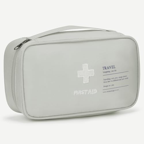 VINATO 1 Pièces Trousse de Secours Vide, Trousse Pharmacie Voyage, Trouss de Premiers Secours Portable, Sac de Rangement pour Médicaments pour Maison, Bureau, Voyages, Camping (Gris)