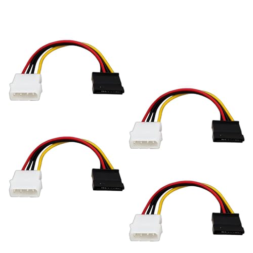 Bgfaquri Lot de 4 Câbles d’Alimentation Molex vers SATA 4 Broches, Câbles Adaptateur Molex vers SATA LP4 à Connecteur pour SSD HDD Lecteur DVD Mise à Niveau PC...
