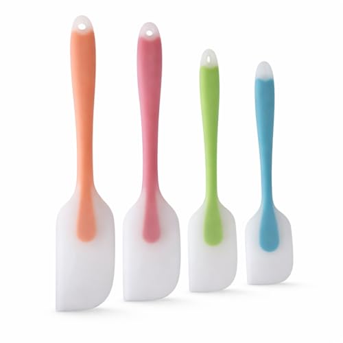 Silikon-Spatel 4er-Set hitzebeständige flexible Pfannenwender mit Edelstahlkern FDA-Qualität Premium-Küchenutensilien mit gutem Griff nahtlos robust BPA-frei spülmaschinenfest