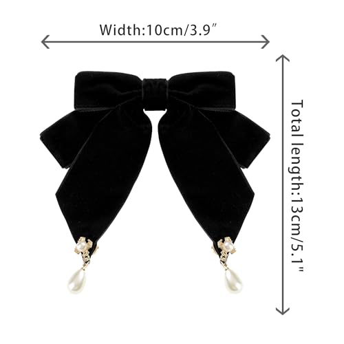 Image of Women's Retro Velvet Ribbon Bow Tie Brooch Necktie Pre-Tied Big Bowknot