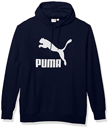 PUMA Men's Classics Logo Hoody French Terry, Peacoat, XXL
