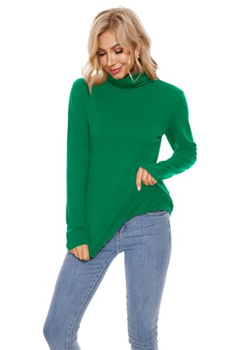Image of TAIPOVE Cotton Fleece Lined Turtleneck Top for Women Long Sleeve Mock Turtle Neck Lightweight Sweater Thermal Underwear Shirt
