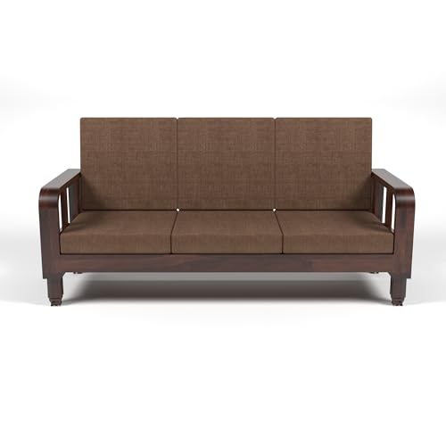 Image of Solid Sheesham Wood 5 Seater Sofa Set 3+2 | Wooden Sofa Chair for Living Room | Durable & Comfortable Seating Sofa for Home (Design 2)