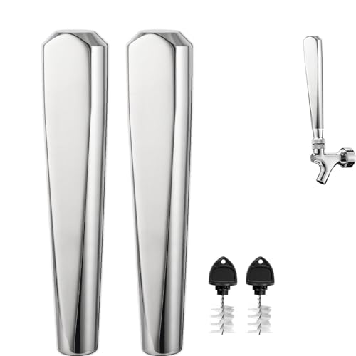 Hgkeke 2 PCS Beer Faucet Handles All 304 Stainless Steel Keg Tap Handle Standard 3/8" Thread American Draft Beer Tap Handles for kegerator Tower for bar