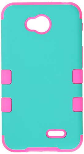 MyBat Rubberized TUFF Hybrid Cover for LG Optimus Exceed 2/L70 - Retail Packaging - Electric Pink/Teal