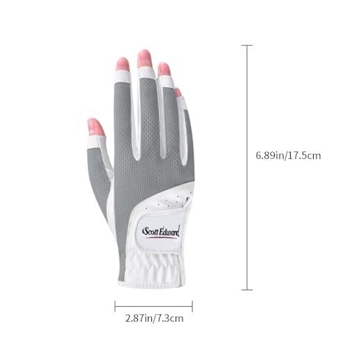 Scott Edward Women's Golf Gloves, Grey, 18, Open-Finger, 2 Pack - image 6
