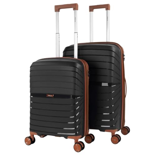 ITACA - Juego De Maletas De Viaje Rígidas Cabina Mediana Grande Ligeras con Ruedas 360º Conjunto Equipaje con Candado de Combinación Set Ideal para Viajeros Exigentes. Extensible, Negro