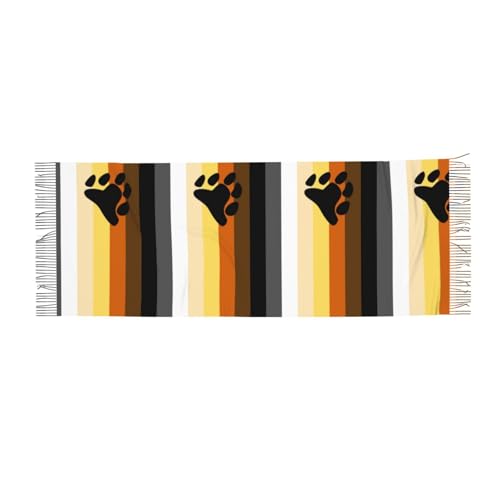 Women'S Bear-Pride Flag Scarf Wrap Tassel Fringes Poncho Printing Shawl 77 X 27 Inch