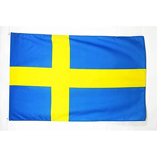 Image of AZ FLAG - Sweden Flag - Large 5x8 Ft - 100D Polyester Swedish Big Banner with Two Metal Grommets - Fade Resistant - Vivid Colors - 5' x 8' Feet - 250x150 Cm