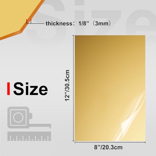 Image of KINLINK 8x12 Plexiglass Sheets 1 /8 inch Thick - 3mm Mirror Cast Acrylic Sheet, Plastic Board Polycarbonate Sheet for DIY Project, Craft, Wall Mirror, Acrylic Sign and Wedding Invitation 2 Pack