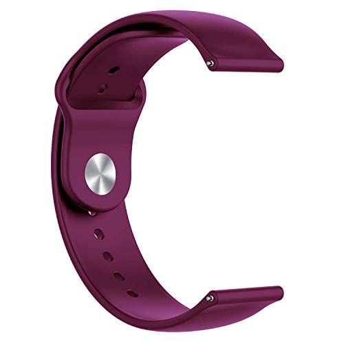 Image of ACM Watch Strap Silicone Belt 22mm compatible with Fossil Gen 5 Carlyle Smartwatch Sports Band Burgundy Purple