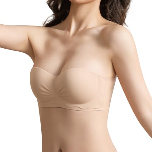 D.DUO Strapless Bras, Adhesive Push up Bras, Backless Bra, Wirefree Non-Slip Invisible Tube Top for Women