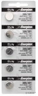 5 386 / 301 Energizer Watch Batteries SR43SW SR43W