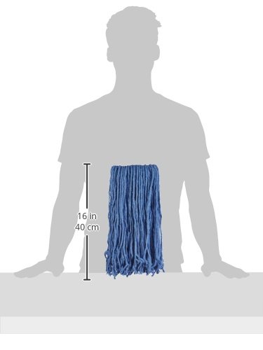 Amazon Basics Cut-End Cotton Commercial String Mop Head, 1.25 Inch Headband, Small, Blue, 6-Pack