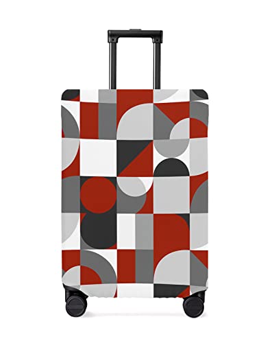 Travel Luggage Cover Spandex Elastic Suitcase Cover for Luggage, Scratch Proof Luggage Cover Protector for Trunk Case 19-21 Inch Luggage, Nordic Style Art Abstract Circle Pattern Red