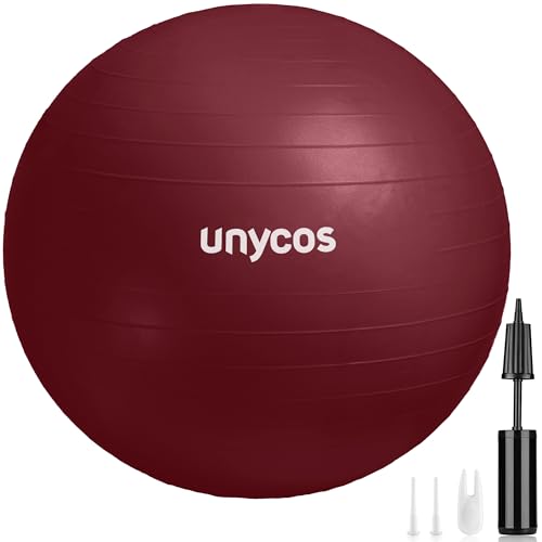 unycos - Palla Fitness Antiscivolo 75 cm con Pompa, Fitball Anti-Scoppio【Supporta 300 kg】per Pilates, Yoga, Ginnastica, Gravidanza, Esercizi di Equilibrio, Addominali e Spalle (Rosa Scuro con Logo)