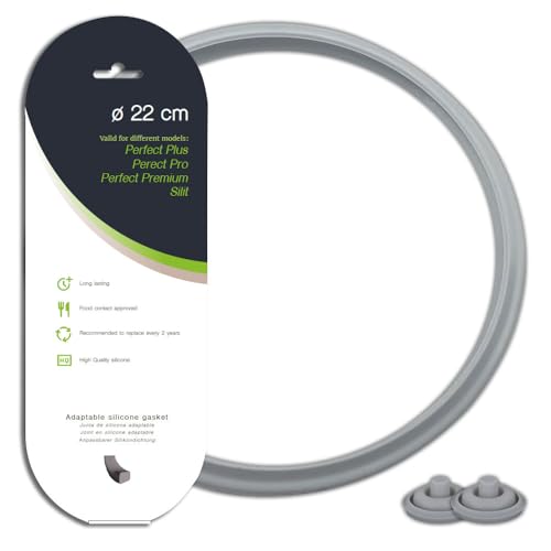 Anakel Home Pack de Junta de Olla de Ø22 cm y Set de 2 Juntas Indicadoras de Presión Compatible con Olla Express WMF Perfect Plus | Recambio Adaptable, Silicona