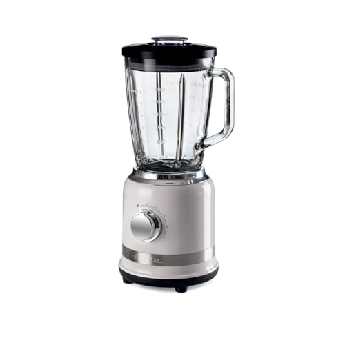 Ariete 585 Batidora moderna blanca – 1000 W – Capacidad taza cristal 1,5 L – 4 velocidades – 4 cuchillas