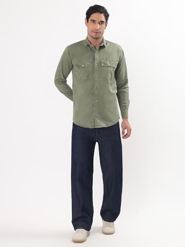 Image of Premium Men Plain Shirt Full Sleeve | Button Down Collar RFD Lightweight Fabric | Regular Fit Casual Wear Shirt with Double Pocket Design