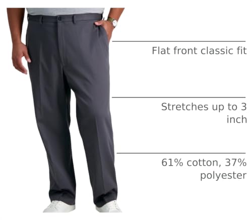 Image of Haggar Men's Big & Tall Premium No Iron Classic Fit Flat-Front Khaki