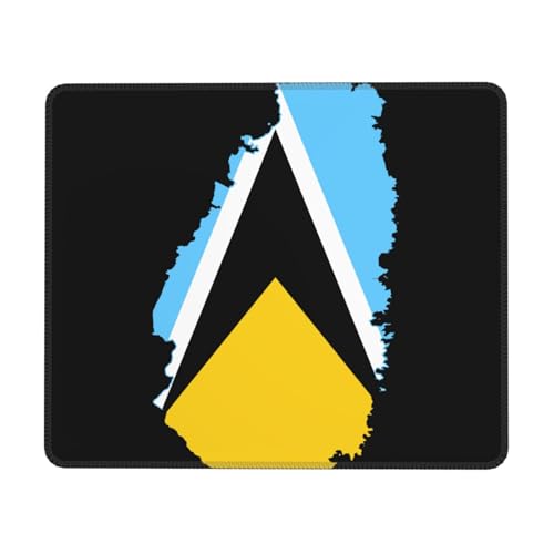 Tapis De Souris Carte du Drapeau De Sainte-Lucie Lavable Tapis De Souris Gaming Étanche Base De Table pour Gaming Maison Clavier 10X12In