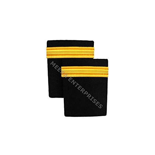 Image of Third Officer Cotton Epaulet with Golden Bar (Black)