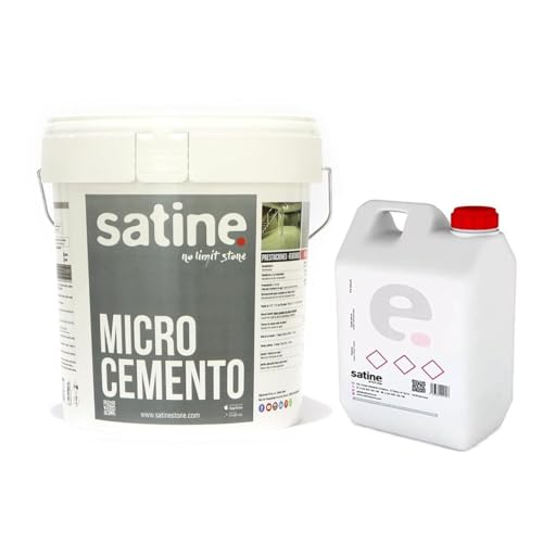 Microcemento Bicomponente A+B acabado fino SATINE® | 15KG | grano fino | en polvo mezcla con resina | uso interior | suelos, paredes, mobiliario