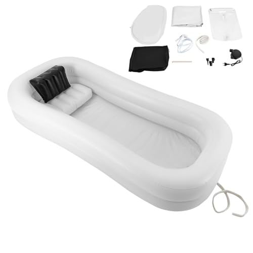 Buon aiuto per la cura della doccia: la vasca da bagno gonfiabile è abbastanza grande (86,61 x 39,37 x 14,96 pollici) con doppio design gonfiabile, altezza fino a 14,96 pollici, maggiore capacità di stoccaggio dell'acqua e anti-spruzzo, che può portare un'esperienza di bagno confortevole e sicura. È facile da lavare e fare la doccia a letto, offre una doccia completa rilassante e sicura per le persone costrette a letto o con mobilità limitata, risparmiando tempo e fatica.