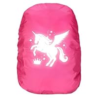flintronic Waterproof Rain Cover for Backpack, Unicorn Reflective Rucksack Cover,Unicorn School Bag Waterproof Cover, High Visibility Backpack Cover, Anti-dust, Foldable for Girls, Children