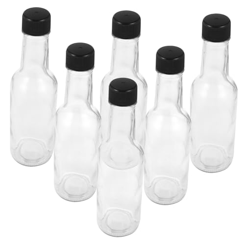 VINTORKY 6 Botellas De Vidrio para Salsa De Tomate Frascos De Especias con Etiquetas Botes Botella De Aceite Bebidas Vasos Dispensador De Jarabe De Arce Tarros De Ensalada Tarros