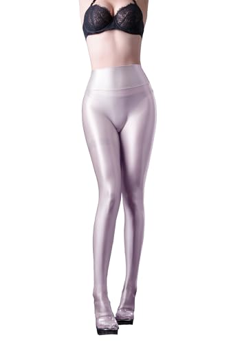 Image of Ultra Sheer Workout Leggings Shiny Tights for Women Control Top to Waist Pantyhose Tummy Control Glossy Panty Hose