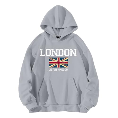 Sudadera para mujer de algodón de manga larga – Sudadera básica con capucha para mujer de gran tamaño – Sudadera de gran tamaño con texto Material Algodón Sudadera con cordón Oversize Jersey con